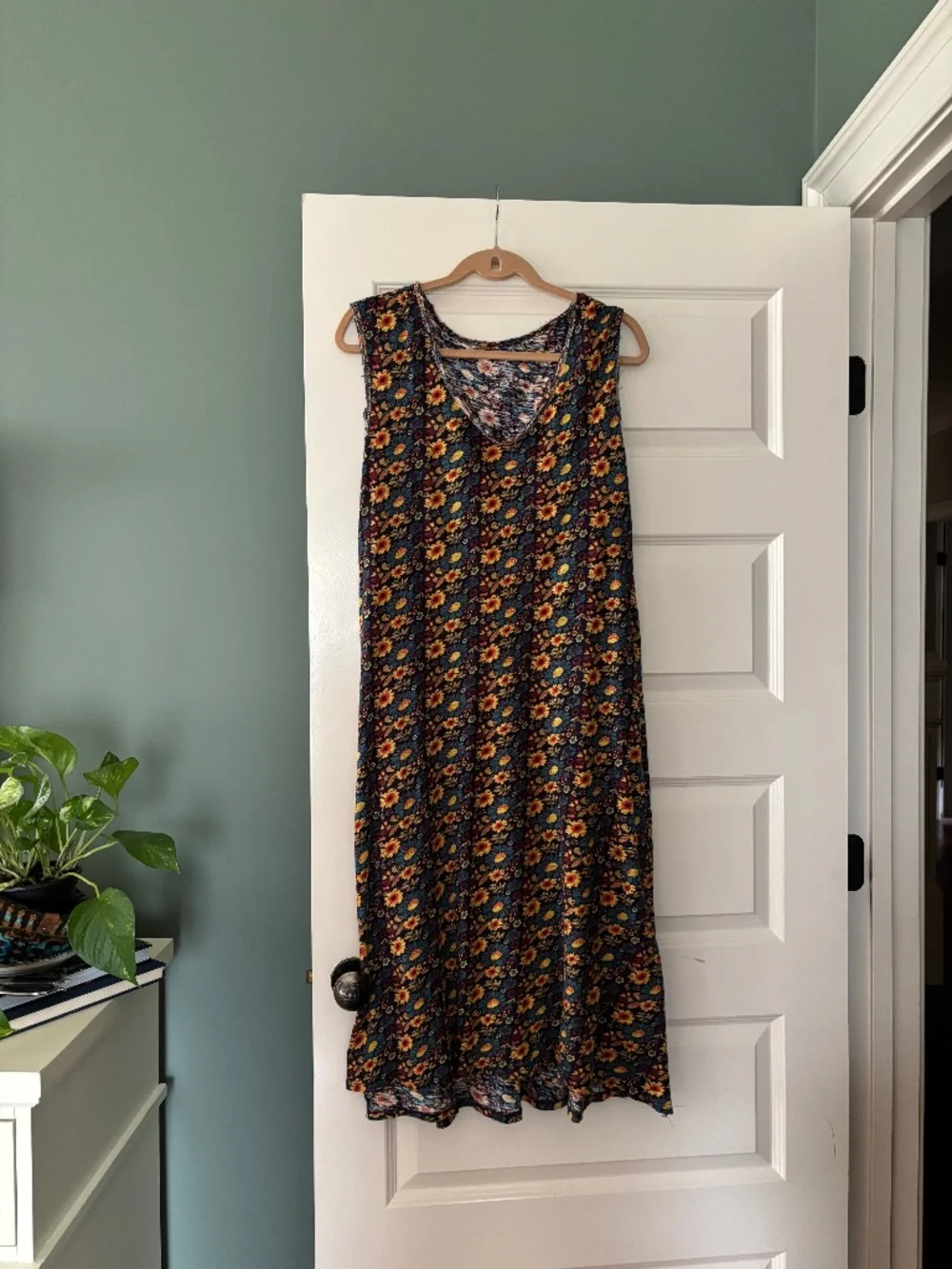 Natural Life Dress - "Hangout Cotton Midi Dress" - Medium - Olive Navy Floral - Picture 2 of 3